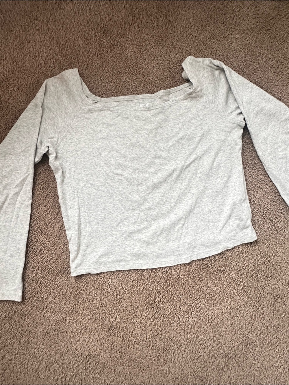 Hollister Heather Gray Long-Sleeve Square Neck Top
